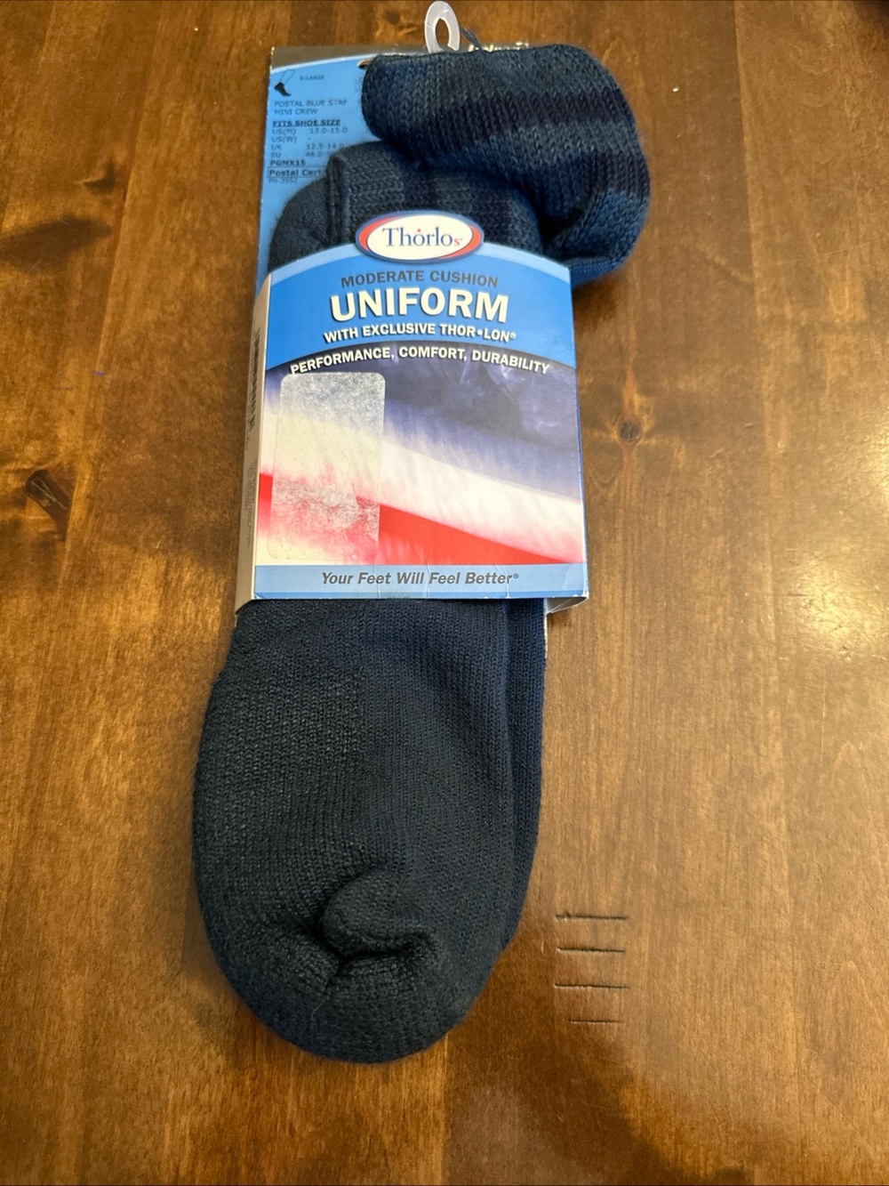 Thorlos Moderate Cushion Uniform Socks Unisex X-Large Navy Postal Blue